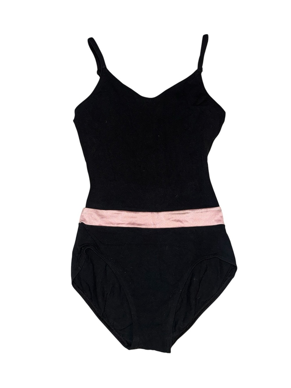 Capezio Black One-Piece Bodysuit with Pink Waistband - Women